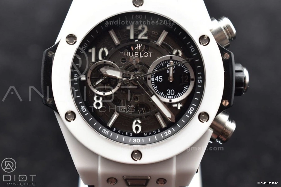 Best Rubber on Unico 516 Edition A Dial Packable 1:1 Ceramic ZF Bang Strap Big Skeleton White White 0814